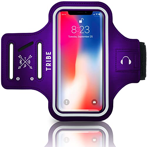 Water Resistant Cell Phone Armband: 5.2 Inch Case for iPhone 7, 6, 6S, SE, 5, 5C, 5S, and Samsung Galaxy S4, S3, S2, and HTC - Adjustable Reflective Velcro Workout Band, Key Holder & Screen Protector