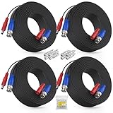 ANNKE 4 Pack 30M/100ft All-in-One Video Power Cables, BNC Extension Surveillance Camera Cables for CCTV Security DVR System Installation, Free 8 x BNC Connectors and 100pcs Cable Clips Included