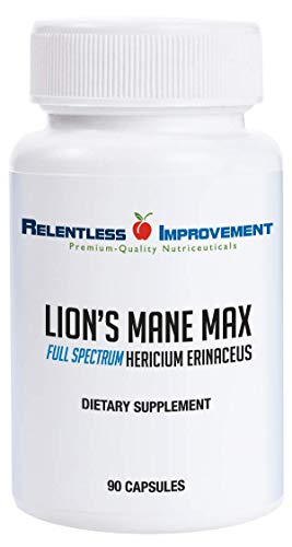 Relentless Improvement Lion's Mane Hericium No Fillers Full-Spectrum Mycoproduct 750mg 90 vegecapsules