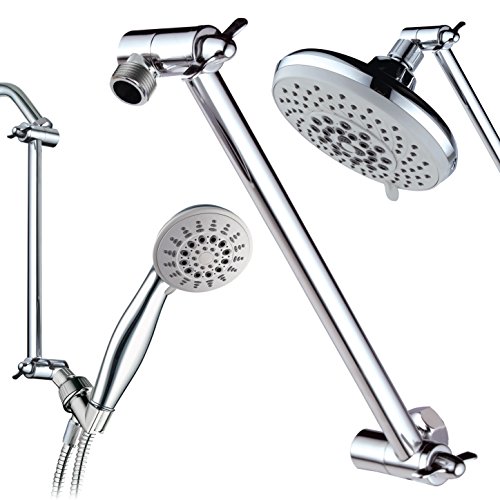 Hotel Spa 11" Solid Brass Adjustable Shower Arm with Lock Joint, Chrome, 2-Ft Range, Universal Connection
