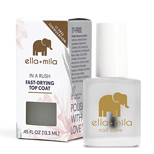 ella+mila "In a Rush Quick Dry Nail Polish - Fast Drying Top Coat Nail Polish with High Glossy Shine - Clear Nail Polish (0.45 fl oz)