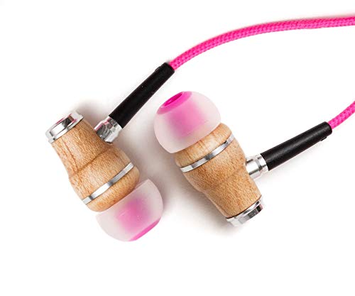Symphonized NRG Premium Genuine Wood In-ear Noise-isolating Headphones, Earbuds, Earphones with Microphone (Pink)