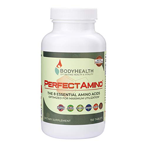 BodyHealth PerfectAmino Tablets (1PK), All 8 Essential Amino Acids with BCAAs + Lysine, Phenylalanine, Threonine, Methionine, Tryptophan, Supplement for Muscle Mass Production, Recovery & Strength