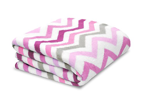 Little Starter Plush Toddler Blanket, Pink Chevron