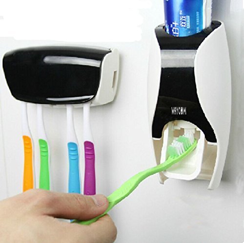 Book Cover WAYCOM Dust-Proof Toothpaste Dispenser Toothpaste Squeezer Kit (Black)