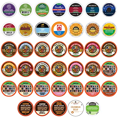 Book Cover Crazy Cups Custom Variety Pack Decaf Coffee Single Serve Cups for Keurig K Cup Brewers, 40 Count