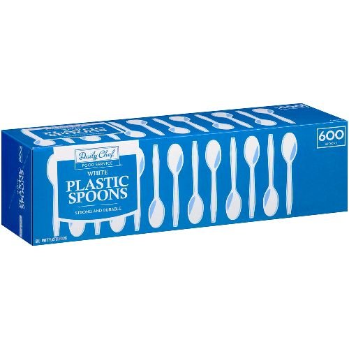 Book Cover Daily Chef White Plastic Spoons, 600 Count by Daily Chef
