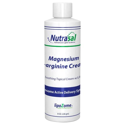 Nutrasal Magnesium L-Arginine Cream Nitric Oxide Blood Flow Circulation Lotion Supplement for Men and Women Bottle 8 oz