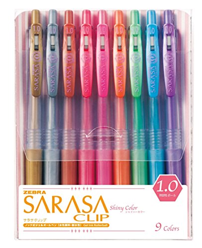 Zebra Sarasa Clip 1.0, 9 Shiny/Metallic Color Set (JJE15-9CA)