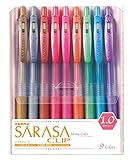 Zebra Sarasa Clip 1.0, 9 Shiny/Metallic Color Set (JJE15-9CA)