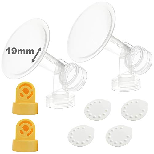 Nenesupply Pump Parts Compatible with Medela Breastpump Replacement Kit for Medela Pump Parts 19mm Breastshield Valve Membrane for Medela Pump in Style Symphony Swing Replace Medela Flange