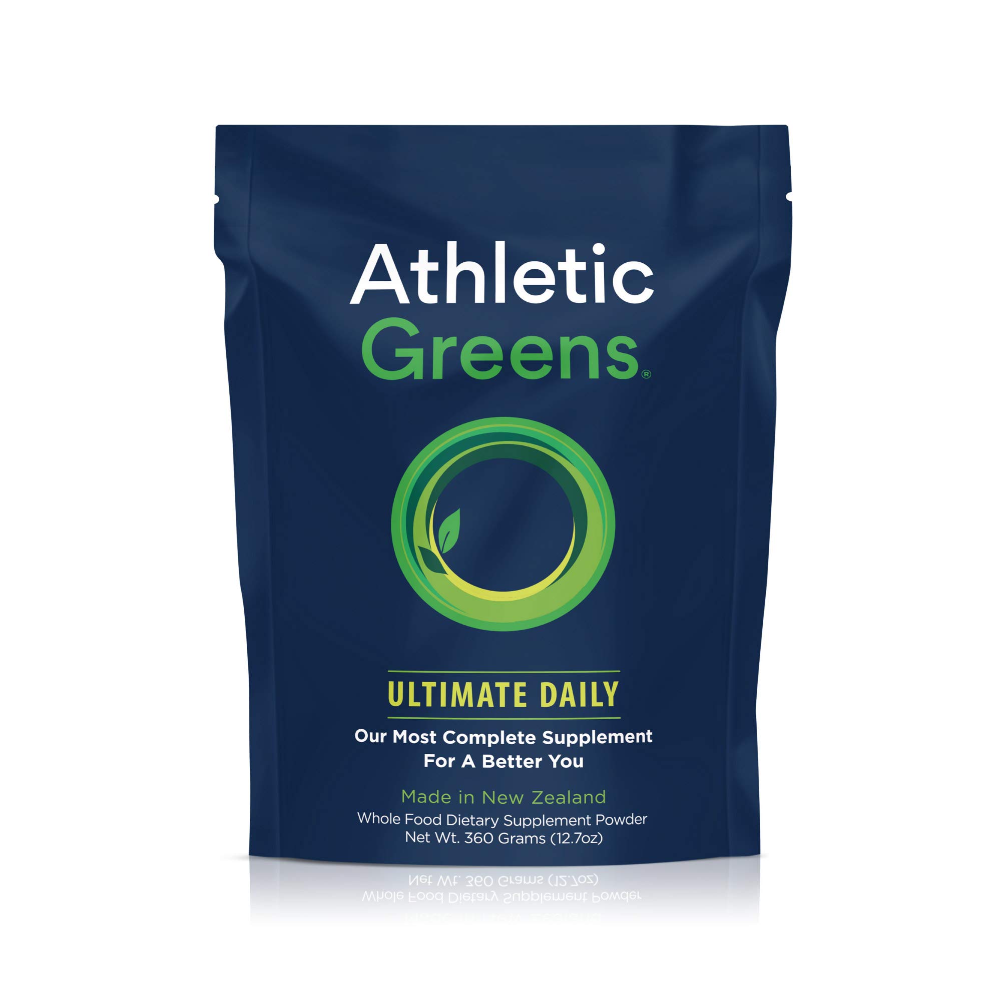 Book Cover Athletic Greens Ultimate Daily, Whole Food Sourced All in One Greens Supplement, Superfood Powder, GlutenFree, Vegan and Keto Friendly, 30 Day Supply, 360 Grams (Athletic Greens)