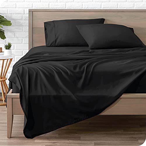 Book Cover Bare Home Twin XL Sheet Set - College Dorm Size - Premium 1800 Ultra-Soft Microfiber Twin Extra Long Sheets - Double Brushed - Twin XL Sheets Set - Deep Pocket - Bed Sheets (Twin XL, Black)