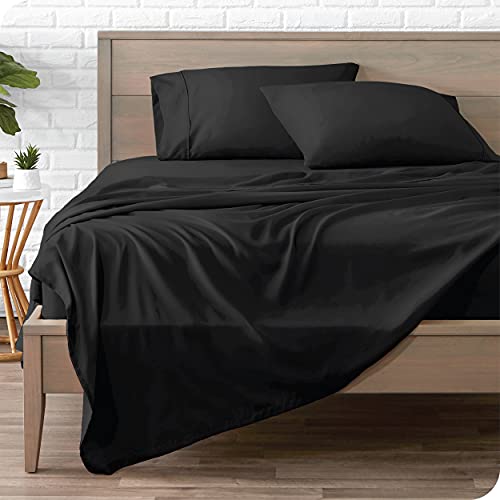 Bare Home Twin XL Sheet Set - College Dorm Size - Premium 1800 Ultra-Soft Microfiber Twin Extra Long Sheets - Double Brushed - Twin XL Sheets Set - Deep Pocket - Bed Sheets (Twin XL, Black)