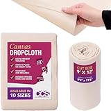 CCS Canvas Drop Cloth for Painting – All Purpose Cotton Duck Cloth Tarp for Curtains, Tablecloths, Backdrops – Washable & Reusable Floor Cover & Dust Sheet for Furniture (9x12 Ft)