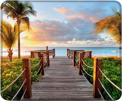 Track Palm Trees Beach Sea Ocean 98911 Customized Rectangle Mousepad, Gaming Mouse Pad Mouse Mat