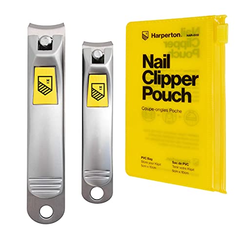 Book Cover Harperton Nail Clippers Set - 2 Pack Stainless Steel, Professional Fingernail & Toenail Clippers for Thick Nails