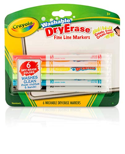 Book Cover Crayola Dry Erase Markers, Fine Line, Classroom & School Supplies Assorted, 6 Pack