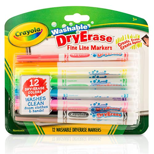 Book Cover Crayola; Washable Dry-Erase Markers; Art Tools; 12 ct.; Fine Line;; Easy Erase; Bright, Bold Colors