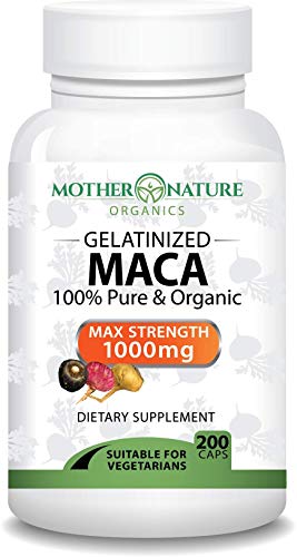 Organic Maca Root Black, Red, Yellow from Peru - 200 Vegan Capsules - Gelatinized for Enhanced Absorption - Supports Reproductive Health Natural Energizer for Men, Women - Pure, Non GMO, No Fillers