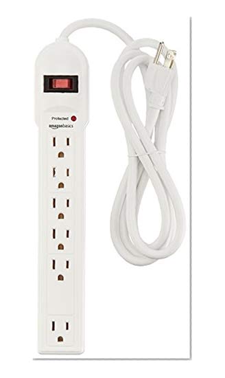 Book Cover AmazonBasics 6-Outlet Surge Protector Power Strip, 790 Joule - White