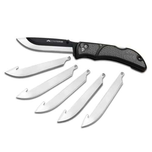 Outdoor Edge 3.5" RazorLite EDC - Replaceable Blade Folding Knife with Pocket Clip and One Hand Opening for Everyday Carry (Gray, 6 Blades)