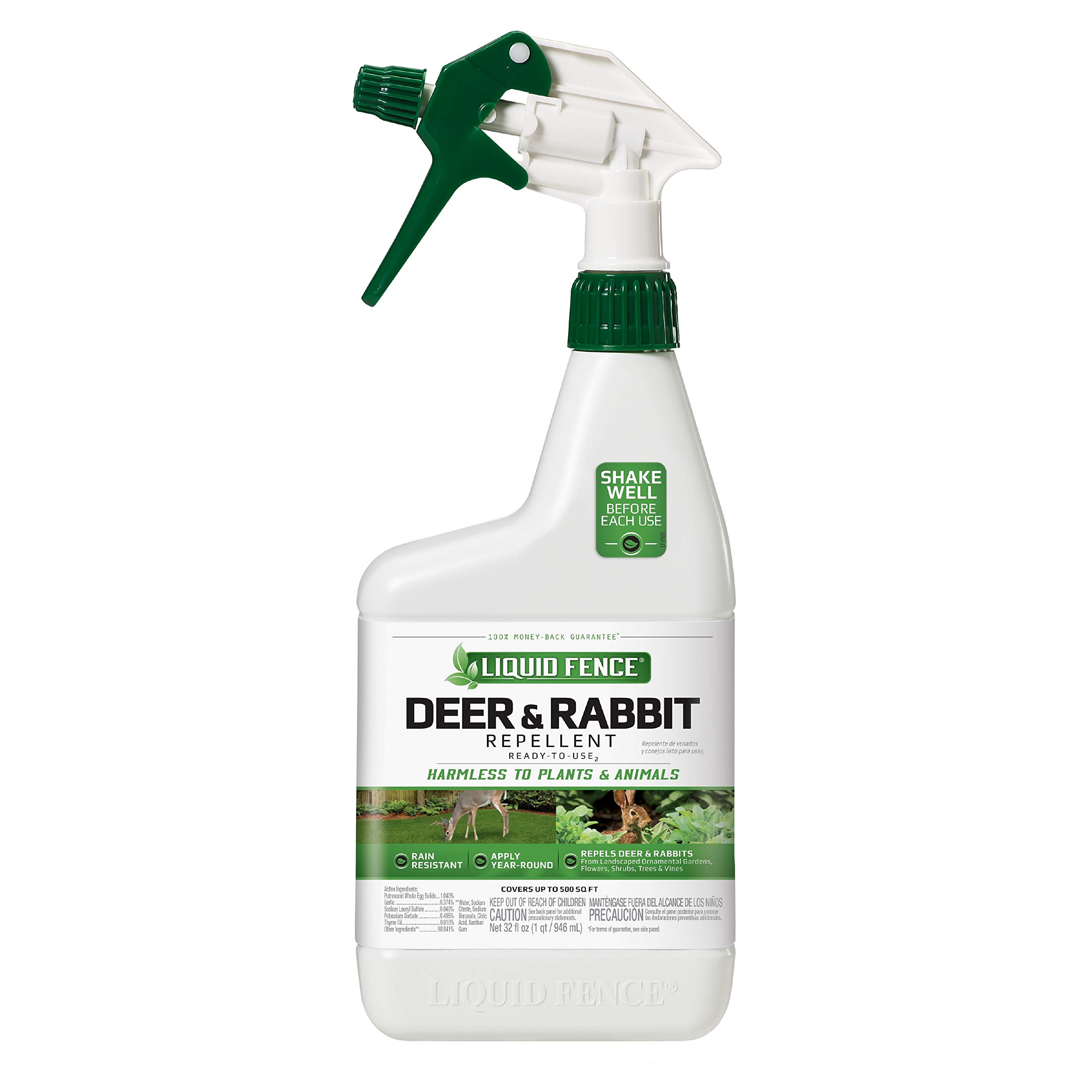 Liquid Fence Deer & Rabbit Repellent Ready-to-Use, 32-Ounce, White 32 Ounce 1 Pack