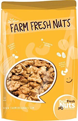 Book Cover CALIFORNIA WALNUTS Raw - Compares to Organic Walnuts - Shelled Halves & Pieces - Great Source of Omega 3 - Super Crunchy - (2 LB) - Farm Fresh Nuts Brand.