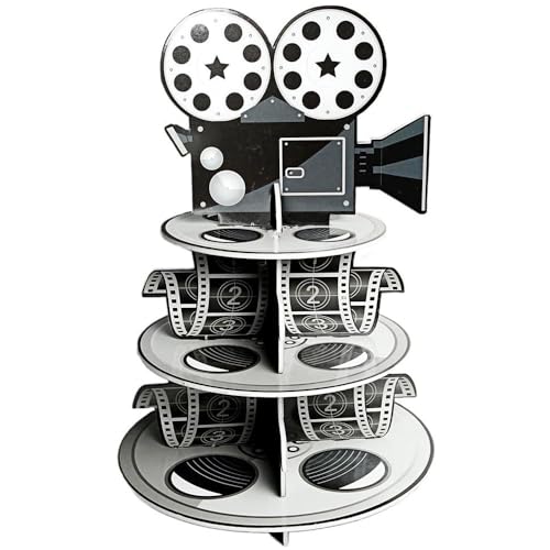 Movie Projector and Reel Cupcake Stand - 3 Tiers - Party Supplies