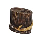 HiEnd Accents Antler Lodge Toothbrush Holder, 3.12" x 4.25", Brown & Tan