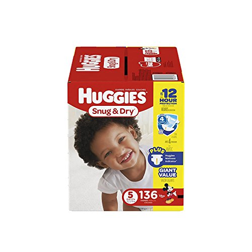 Book Cover HUGGIES Snug & Dry Diapers, Size 5, 136 Count (Packaging May Vary)