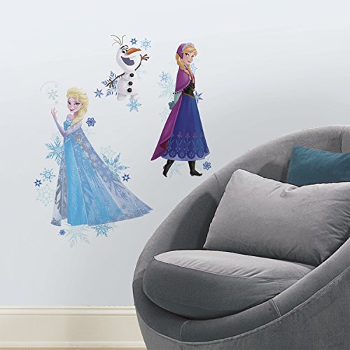 Book Cover RoomMates - RMK2771TB Disney Frozen Anna, Elsa, And Olaf Peel And Stick Giant Wall Decals,Multicolor,18