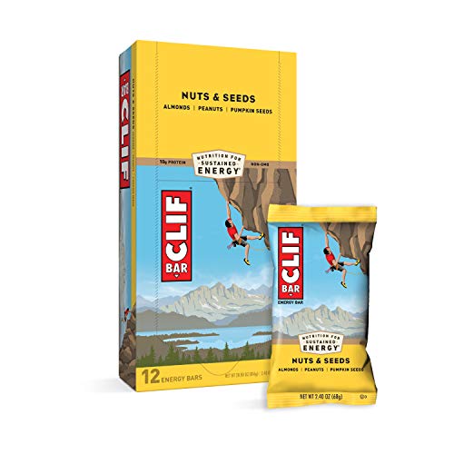 CLIF BARS - Energy Bars - Nuts and Seeds - Made with Organic Oats - Plant Based Food - Vegetarian - Kosher (2.4 Ounce Protein Bars, 12 Count)