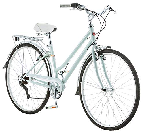 Schwinn Wayfarer Adult Bike Hybrid Retro-Styled Cruiser, 16-Inch/Small Steel Step-Through Frame, 7-Speed Drivetrain, Rear Rack, 700C Wheels, Light Mint