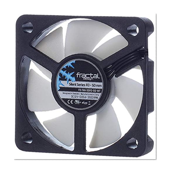 Fractal Design Silent Series R3 White - Silent Computer Fan - Optimized for Quiet Operation - 50 mm - Rotational Speed 3500 RPM - Black Ribbon Cable - Rifle Bearings - 12v - Black/White (Single)