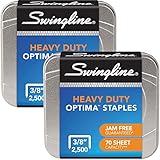 Swingline Staples, Optima, Heavy Duty, 3/8" Length, Jam Free, 125/Strip, 2500/Box, 2 Pack (35557)