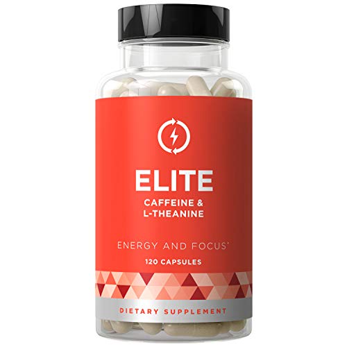 Elite Caffeine with L-Theanine - Jitter-Free Focused Energy Pills - Natural Nootropic Stack for Smart Cognitive Performance - 120 Soft Capsules