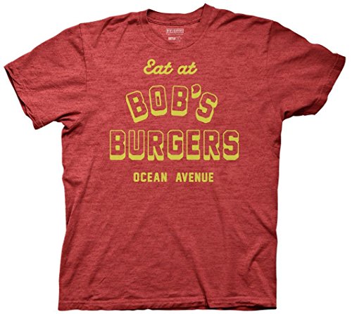Book Cover Bob's Burgers Eat at Bob's Burgers Adult T-Shirt (Large, Heather Red)