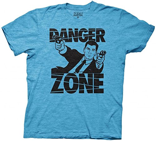 Book Cover Archer Danger Zone Adult Sized Soft Blue T-Shirt (XL, Turquoise)