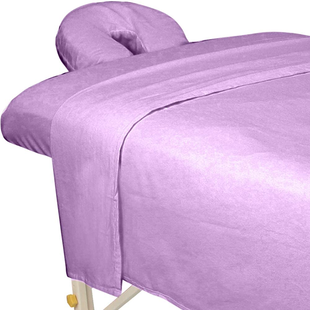 Book Cover ForPro Professional Collection Premium Flannel 3-Piece Massage Sheet Set, Lavender, for Massage Tables, Includes Massage Flat Sheet, Massage Fitted Sheet, and Massage Fitted Face Rest Cover, (COMINE4029451)