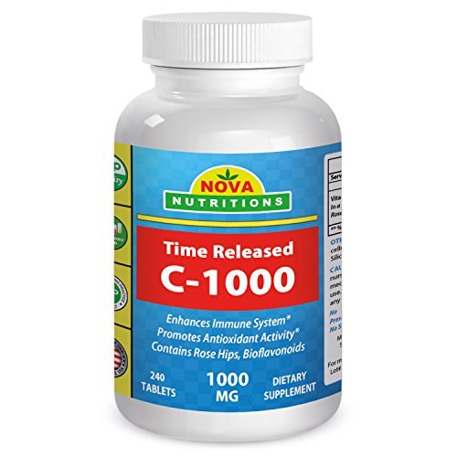 Nova Nutritions Vitamin C 1000 mg 240 Tablets (Extended Release) Made with Rose Hips, Rutin, Acerola Powder, Bioflavonoids