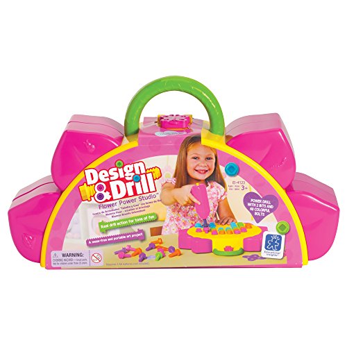 Educational Insights Design & Drill Flower Power Studio: Over 70 Pieces, Preschool Drill Toy, STEM for Girls