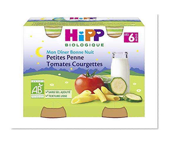 Hipp Biologique Mon Dîner Bonne Nuit Petites Penne Tomates Courgettes dès 6 mois - 12 pots de 190 g