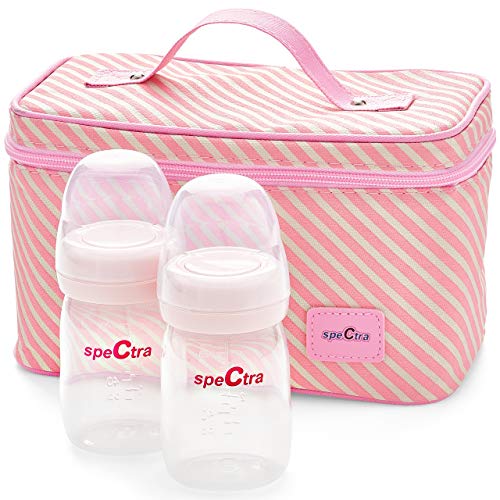 Book Cover Spectra - Cooler Bag Storage Kit for Breast Milk - Pink (Ice Pack and 2 Wide Neck Bottles)