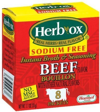 Book Cover Herb-ox Bouillon Packets Beef Instant Broth & Seasoning Sodium Free 1.1 Oz Box (Gluten Free) 2 Pack by Herb-Ox