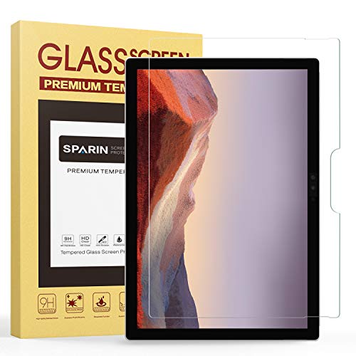 Book Cover SPARIN Screen Protector Compatible with Surface Pro 7 Plus/ 7/ 6 /5th Gen/4, Tempered Glass Screen Protector with S Pen Compatible/Scratch Resistant