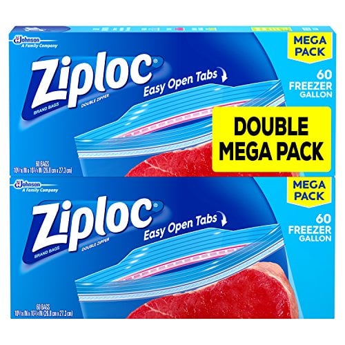 Book Cover Ziploc Gallon Food Storage Freezer Bags, Grip 'n Seal Technology for Easier Grip, Open, and Close, 60 Count, Pack of 2 (120 Total Bags)