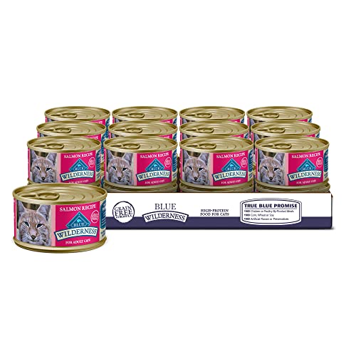 Blue Buffalo Wilderness High Protein Grain Free, Natural Adult Pate Wet Cat Food, Salmon 3-oz cans (Pack of 24)