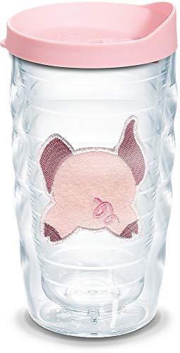 Book Cover Tervis 1133493 Front & Back Pig Insulated Tumbler with Emblem and Pink Lid, 10oz Wavy, Clear