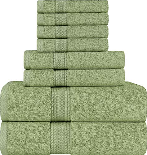 Book Cover Utopia Towels 8 Piece Towel Set, Sage Green, 2 Bath Towels, 2 Hand Towels, and 4 Washcloths
